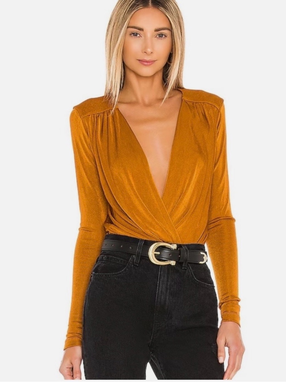 Free People turnt bodysuit in honey ginger